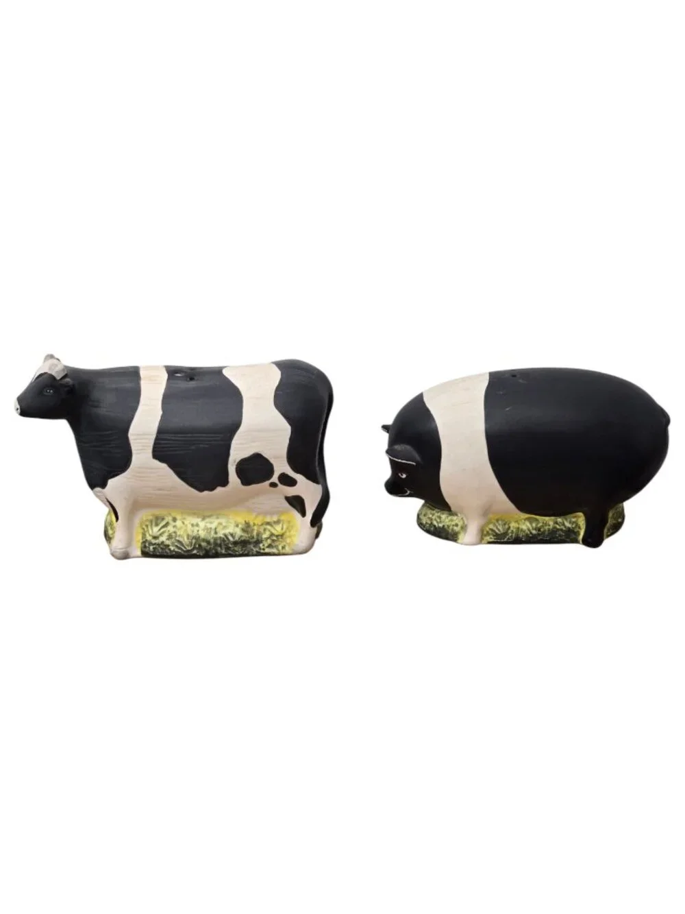 Sakura Cow Pig Salt Pepper Shaker Set Hand Painted Farm Country Core Vintage